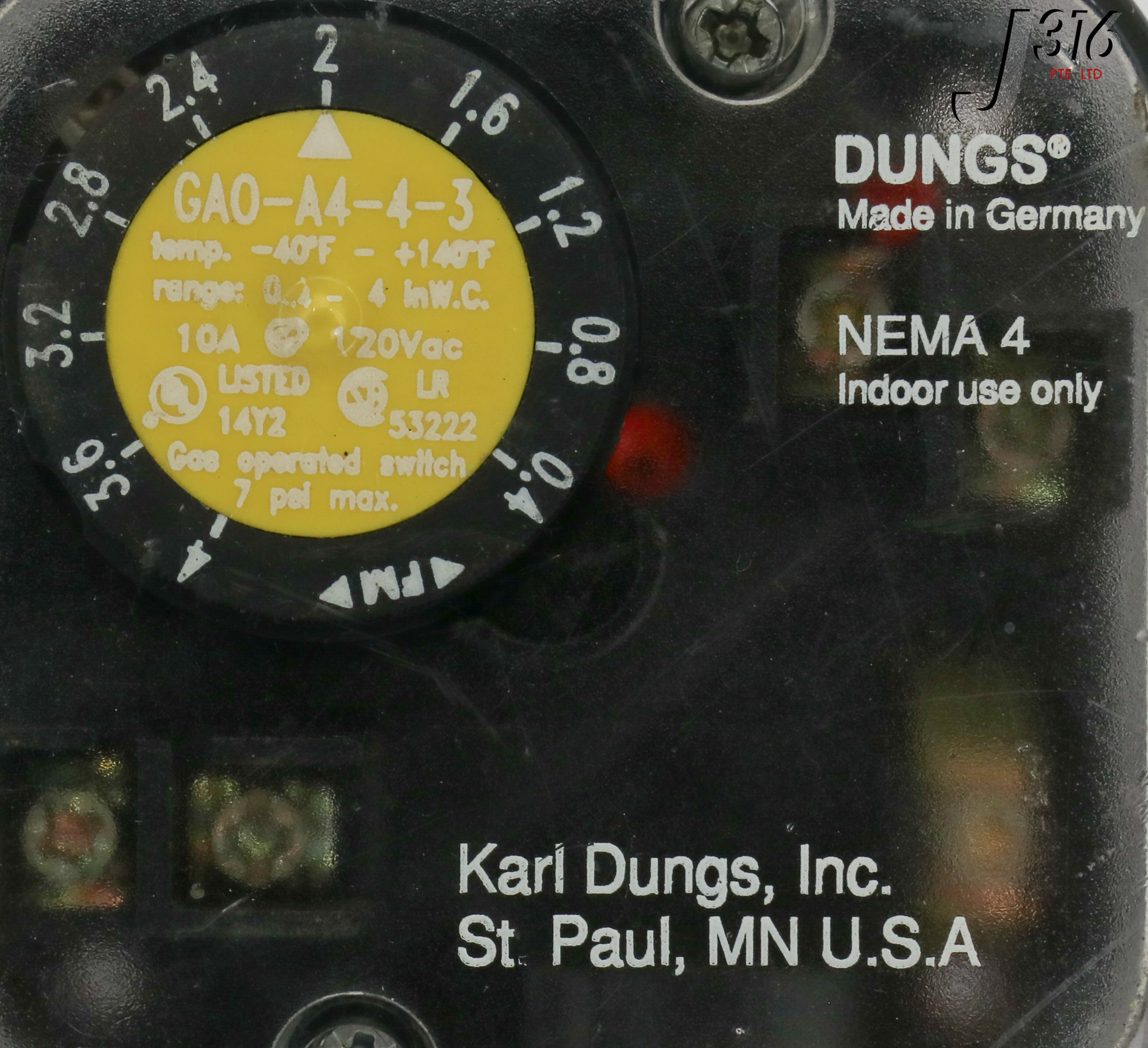17873 KARL DUNGS PRESSURE SWITCH NEMA 4 J316Gallery